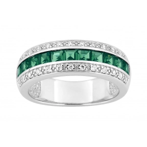 Anillo circonitas verdes y blancas Plata 925 rh Lua Blanca 450392.2.18 -  Talla 18