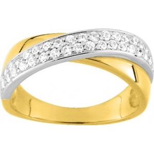 Anillo con circonita cúbica chapado en oro bicolor CUUG94G.8 Talla 8 Lua blanca