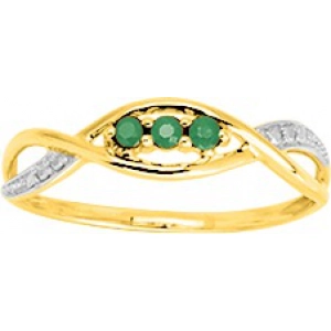 Anillo con esmeralda y rodiado 9Kt Oro Amarillo 214927.M2.14 Talla 14