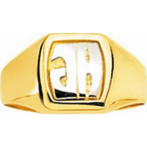 Anillo Sello 2x222 18Kt Oro Blanco 2391R.14 Talla 14