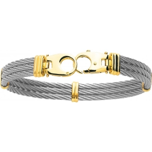 Pulsera con acero inoxidable cable grande 18Kt Oro Amarillo Lua Blanca  7443LS