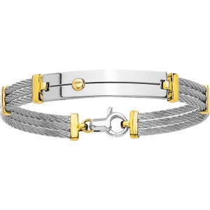 Pulsera con acero inoxidable cable grande 18Kt Oro Amarillo 7489LS Lua blanca