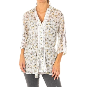 Camisa de manga 3/4 con oberturas y puños ajustables La Martina LWC009 mujer Talla: S Color: Beige