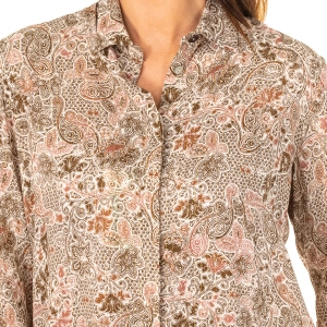 Camisa manga larga y cuello de solapa La Martina KWC002 mujer Talla: S Color: Marron