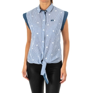 Camisa sin mangas con cuello de solapa La Martina LWC303 mujer Talla: L Color: Azul