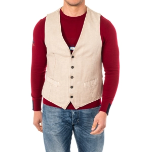 Chaleco de punto fino con cinturón ajustable cuello de V La Martina HMJA11 hombre Talla: 46 Color: Beige