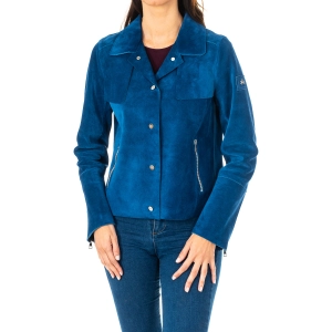 Chaqueta manga larga de Piel con cuello de solapa La Martina JWL002 mujer Talla: L Color: Azul