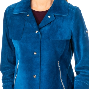 Chaqueta manga larga de Piel con cuello de solapa La Martina JWL002 mujer Talla: L Color: Azul