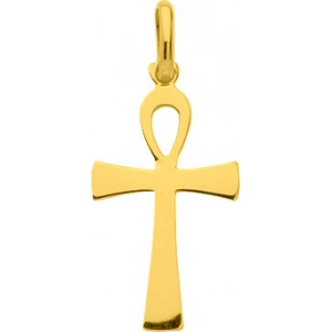 Colgante Cruz 18Kt Oro Amarillo Q57 Lua blanca