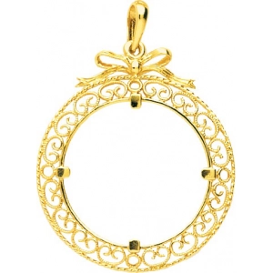 Colgante moneda bezel for 20F 18Kt Oro Amarillo 32578 Lua blanca