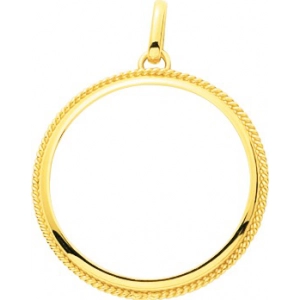 Colgante moneda bezel for 20F 18Kt Oro Amarillo F8 Lua blanca