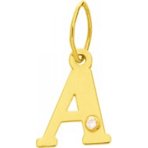 Letra Colgante A con diamante 0.01ct 18Kt Oro Amarillo 3184.8H Lua blanca