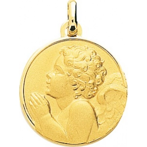 Medalla angel 18Kt Oro Amarillo 32753 Lua blanca