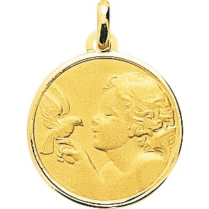 Medalla angel 18Kt Oro Amarillo 32760 Lua blanca