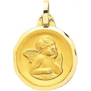 Medalla angel 18Kt Oro Amarillo 32788 Lua blanca