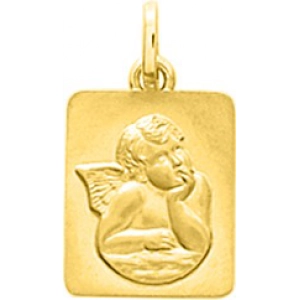 Medalla angel 18Kt Oro Amarillo 32815 Lua blanca