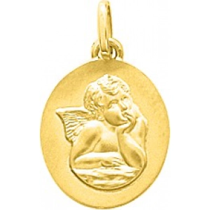 Medalla angel 18Kt Oro Amarillo 32816 Lua blanca