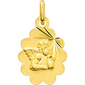 Medalla angel 18Kt Oro Amarillo 32175 Lua blanca