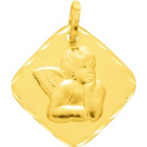 Medalla angel 9Kt Oro Amarillo 783497 Lua blanca