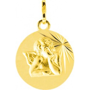 Medalla angel 9Kt Oro Amarillo 0M54392 Lua blanca