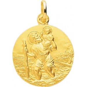 Medalla  San Cristóbal 18Kt Oro Amarillo 32303 Lua blanca