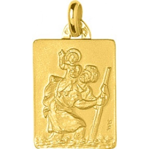 Medalla  San Cristóbal 18Kt Oro Amarillo 38352 Lua blanca