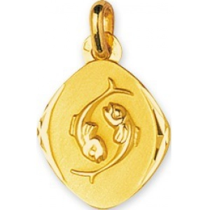 Medalla Zodiaco Piscis 9Kt Oro Amarillo 783580.91 Lua blanca