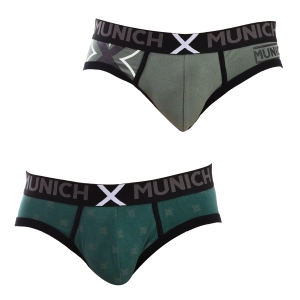 Pack-2 Slips de algodón elástico MU_DU0370 hombre Talla: L Color: Verde Munich 