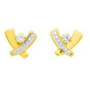 Pendientes tornillo  circonitas oro amarillo +rh Lua Blanca 0M1714G.0