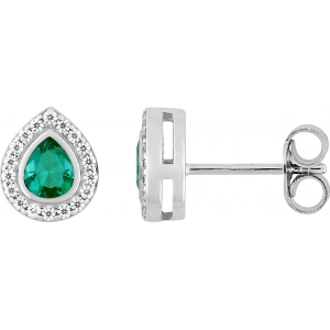 Pendientes tornillo  circonitas verdes y blancas Plata 925 rh Lua Blanca 458405.2.0