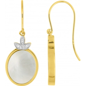 Pendientes croch nacr circonitas chapado en oro + rh Lua Blanca 258342.9.0