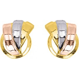 Pendientes de aro par 9Kt tricolor Lua Blanca  0M6071N