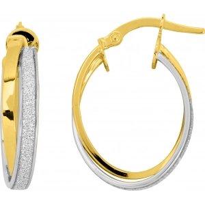 Pendientes de aro par con brillantina 9Kt Oro Amarillo Lua Blanca  0M6808N