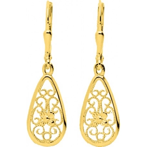 Pendientes par 18Kt Oro Amarillo 2494 Lua blanca