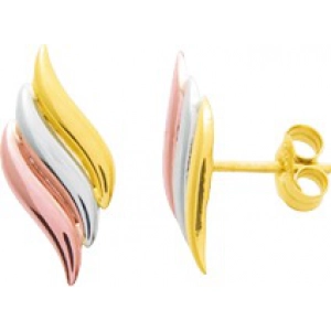 Pendientes par 9Kt tricolor Lua Blanca  0M1469N