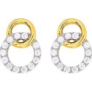 Pendientes par circonita cúbica 9Kt Oro Amarillo rodiado 316408.H2 Lua blanca