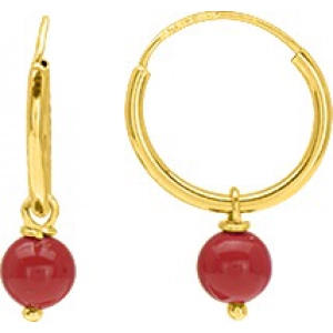 Pendientes par con coral  9Kt Oro Amarillo 0M5007899