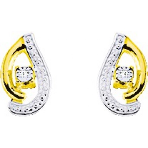 Pendientes par con diamante 0.008ct GHP3 y rodiado 9Kt Oro Amarillo 31313.11 Lua blanca