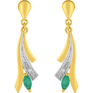 Pendientes par con diamante 0.008ct y esmeralda 9Kt bicolor 41SA97IMK Lua blanca