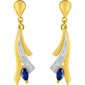 Pendientes par con diamante 0.008ct y zafiro 9Kt bicolor 41SA97IAK Lua blanca