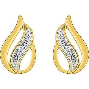 Pendientes par con diamante 0.01ct 9Kt bicolor 31CJ67IJ Lua blanca