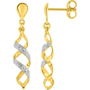 Pendientes par con diamante y rubí 9Kt bicolor 4BD075IJ3 Lua blanca