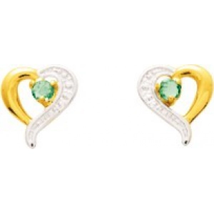 Pendientes par con esmeralda y rodiado 9Kt Oro Amarillo 31312.L1 Lua blanca