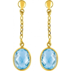 Pendientes par con topacio Azul  9Kt Oro Amarillo 41IQ49QB Lua blanca