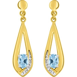 Pendientes par con topacio Azul  9Kt Oro Amarillo 41IY27IB Lua blanca