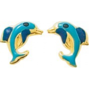 Pendientes par esmaltada 9Kt Oro Amarillo 773435 Lua blanca