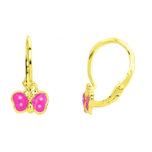 Pendientes par mariposa con lacado 18Kt Oro Amarillo 9774