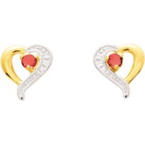 Pendientes par rubí 9Kt Oro Amarillo rodiado 31312.Y1 Lua blanca