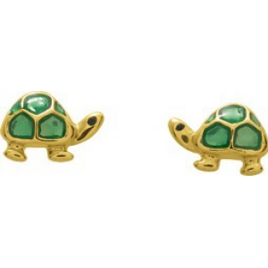 Pendientes par tortuga esmaltada 9Kt Oro Amarillo 773433 Lua blanca