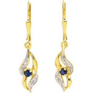 Pendientes par zafiro 9Kt Oro Amarillo 316481.A2 Lua blanca